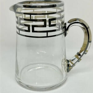 Vintage 4" Clear Glass Cream Pitcher with Silver Plate Overlay